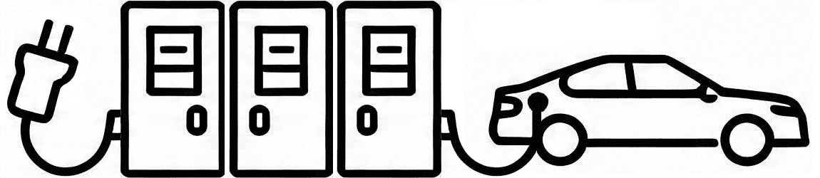 Ilustração de eletroposto e veículo elétrico