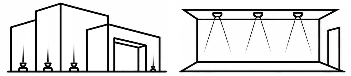 Ilustração de iluminação interna e de fachada