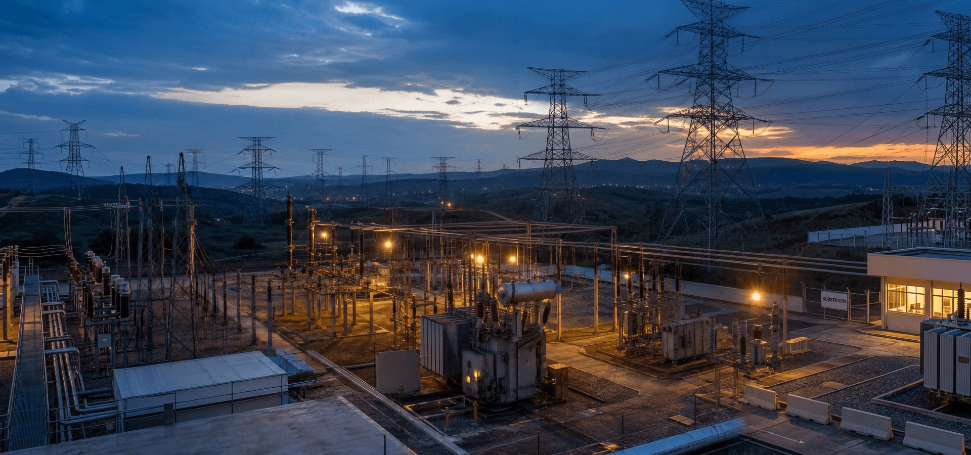Subestação e linhas de transmissão — infraestrutura elétrica